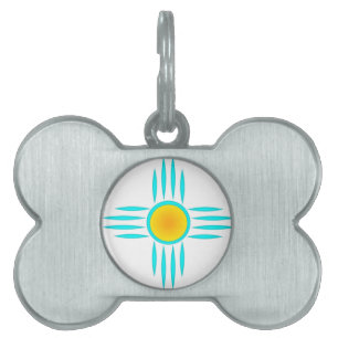 Placa Para Mascotas Dios del Sol Turquesa