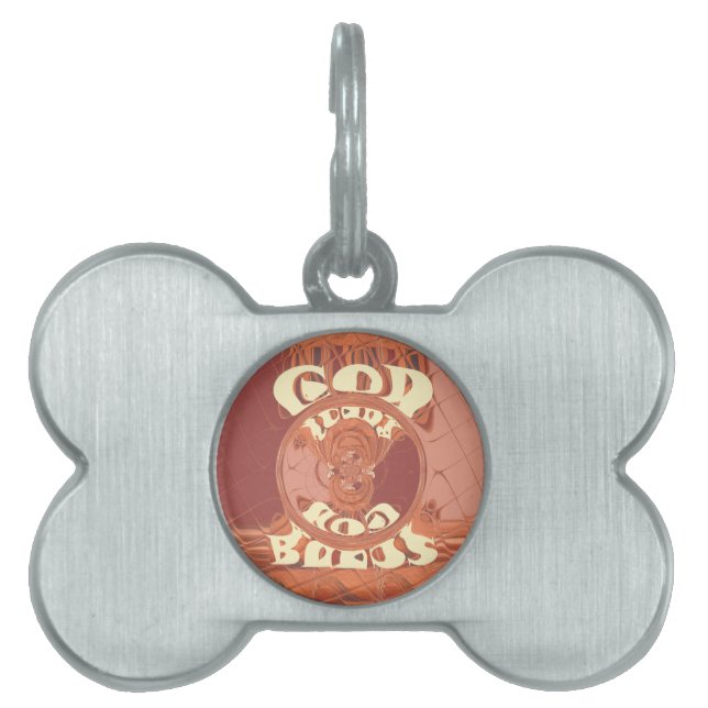 Placa Para Mascotas Dios te bendiga - Impresión espiritual inspirada e (Frente)