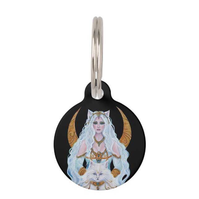 Placa Para Mascotas Diosa egipcia con gato de Renee Lavoie (Anverso)