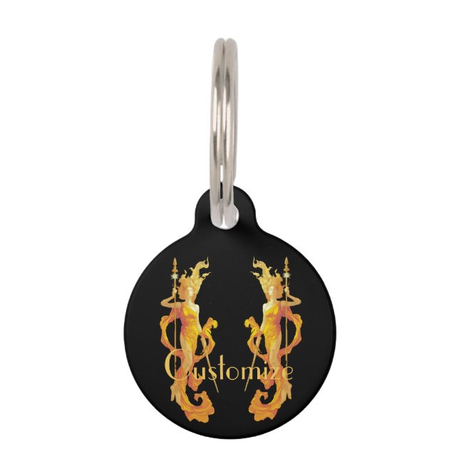 Placa Para Mascotas Diosa guerrera de oro Thunder_Cove  (Anverso)
