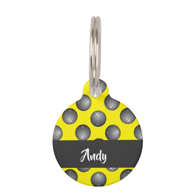 Placa Para Mascotas Disco amarillo bola (Anverso)
