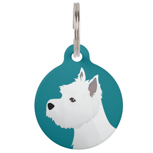Placa Para Mascotas Diseño básico de raza West Highland White Terrier (Anverso)