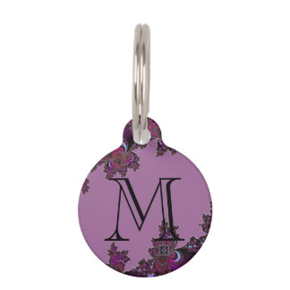 Placa Para Mascotas Diseño céltico rosado oscuro del fractal