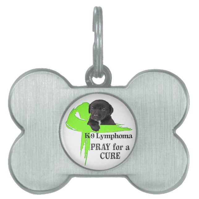 Placa Para Mascotas Diseño de cachorro de perro con cinta verde para e (Frente)