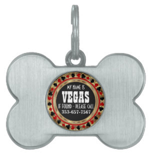 Placa Para Mascotas Diseño de Chip de Poker   Nombre DIY