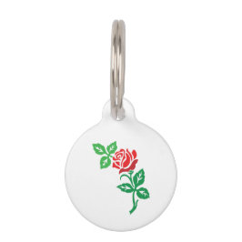 Placa Para Mascotas Diseño de Flor de Rosa Roja – Belleza Floral Clási