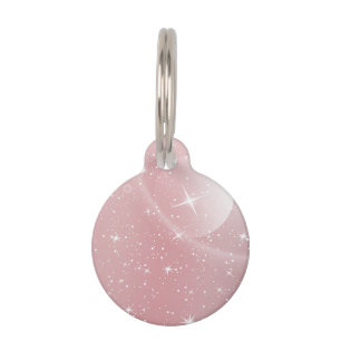 Placa Para Mascotas Diseño de galaxia lunar con gradiente rosado en c