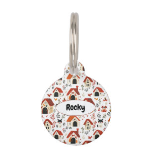 Placa Para Mascotas Diseño de Ilustraciones Adorable Dog Houses
