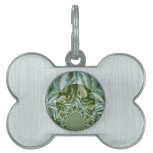Placa Para Mascotas Diseño de impresión de arte Eco Green Camo Kaleido