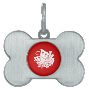 Placa Para Mascotas Diseño de Kamon japonés con mariposa asiática