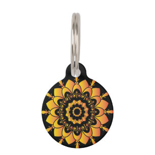 Placa Para Mascotas Diseño de Mandala único dorado