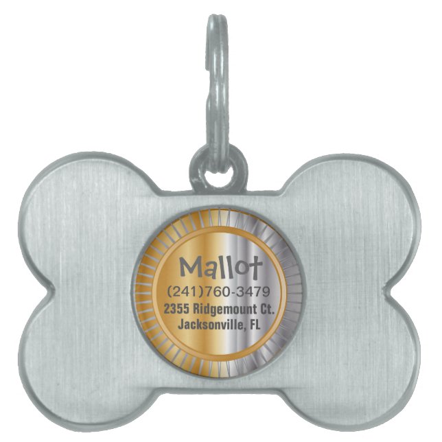 Placa Para Mascotas Diseño de Mascotas Silver y Gold (Frente)