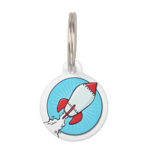 Placa Para Mascotas Diseño de nave de Rocket del dibujo animado