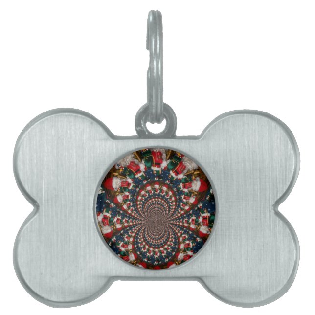 Placa Para Mascotas Diseño de Navidades especiales Santa Kaleidoscope (Frente)