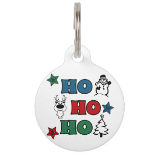 Placa Para Mascotas Diseño de Navidades Ho-Ho-Ho