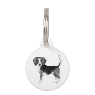 Placa Para Mascotas Diseño de perro Beagle en negro y blanco con texto