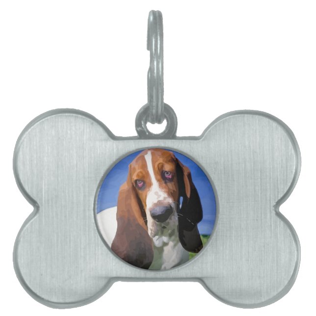 Placa Para Mascotas Diseño de perro heliano basset (Frente)