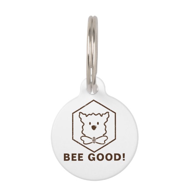 Placa Para Mascotas Diseño de perros y abejas (Anverso)