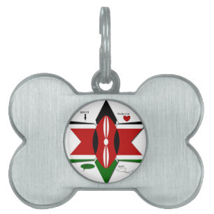 Placa Para Mascotas Diseño de Safari con bandera keniana: lista de cub