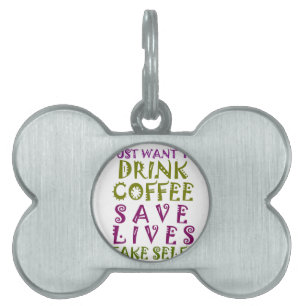 Placa Para Mascotas Diseño de selfies Sip, Snap Repeat Chasing Caffein