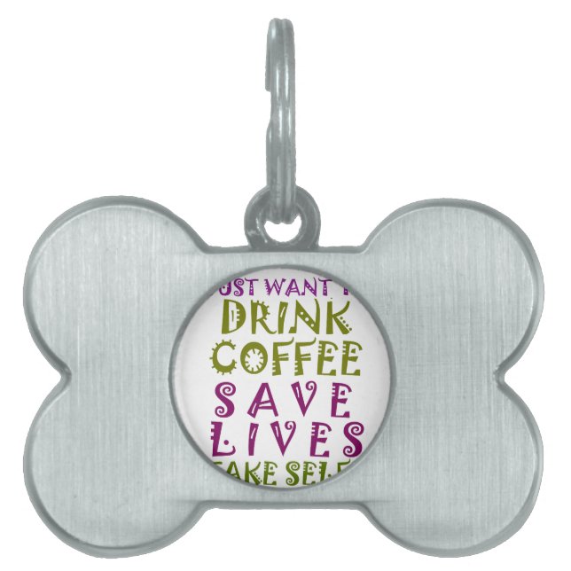 Placa Para Mascotas Diseño de selfies Sip, Snap Repeat Chasing Caffein (Frente)