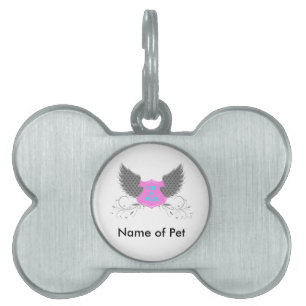 Placa Para Mascotas Diseño de Wings de Peace Love Angel