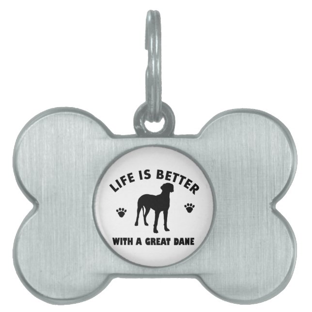Placa Para Mascotas Diseño del perro de great dane (Frente)