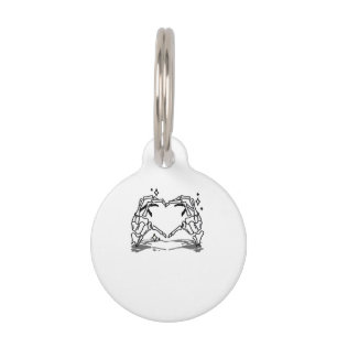 Placa Para Mascotas Diseño divertido de Skeleton Hand Heart