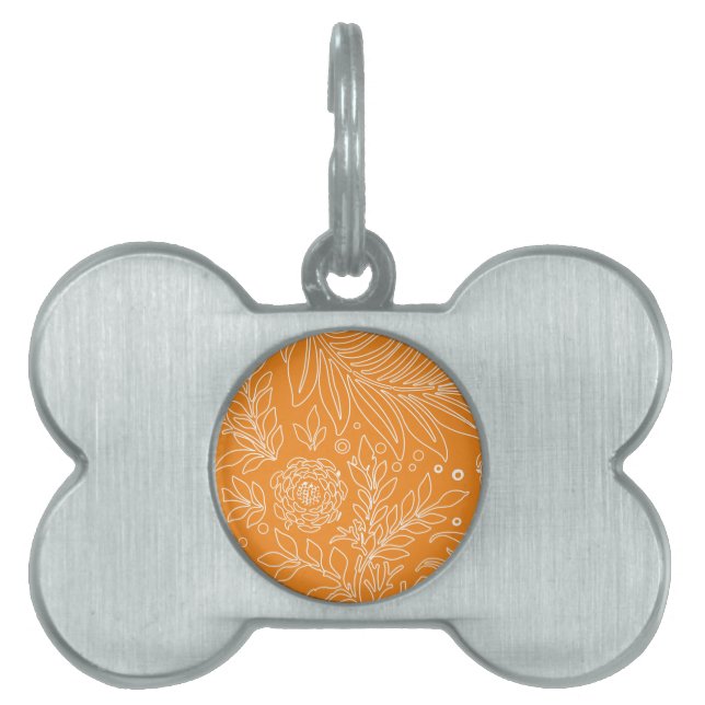 Placa Para Mascotas Diseño floral 35 (Frente)
