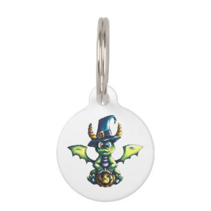 Placa Para Mascotas Diseño mágico de dragones de Halloween