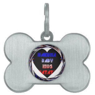 Placa Para Mascotas Diseño para niños de Hakuna Matata azul negro Haku