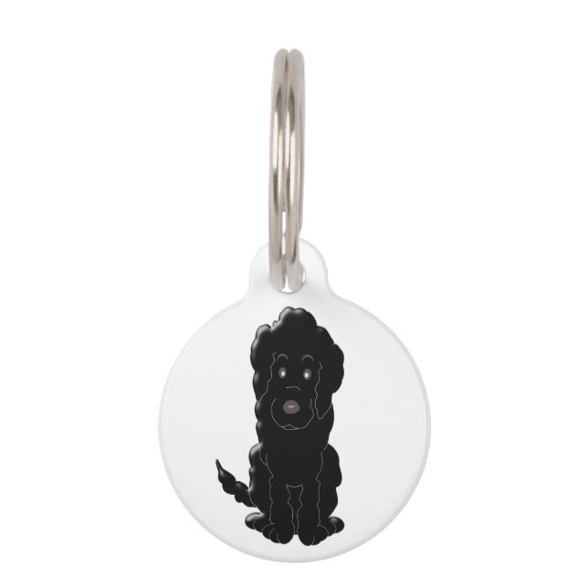 Placa Para Mascotas Diseño personalizado de perro dorado negro (Anverso)