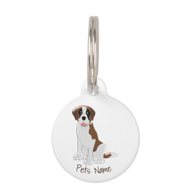Placa Para Mascotas Diseño personalizado de perro San Bernardo (Anverso)
