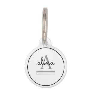 Placa Para Mascotas Diseño personalizado simple Monograma