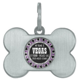 Placa Para Mascotas Diseño púrpura de Chip de póker   PERSONALIZAR