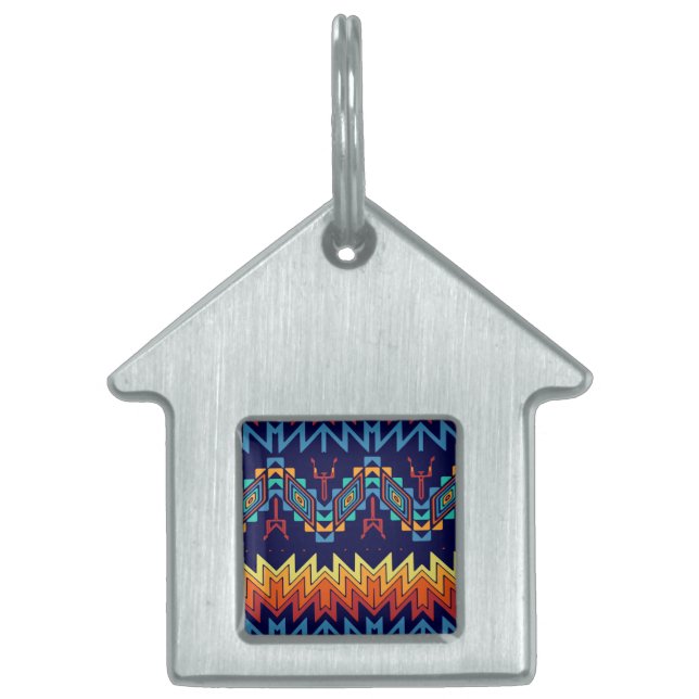 Placa Para Mascotas Diseño tribal abstracto (Frente)