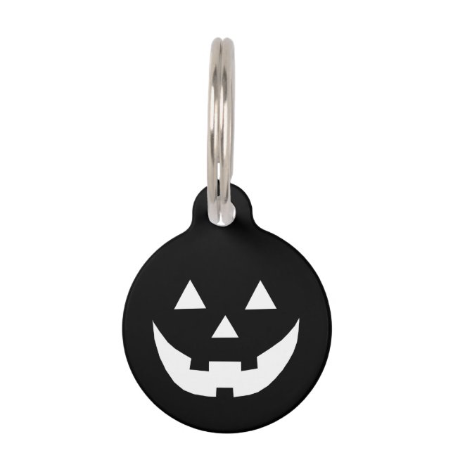 Placa Para Mascotas disfraz de perro de Jack o linterna negro blanco d (Anverso)
