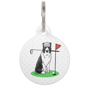 Placa Para Mascotas Diversión del perro collie de borde jugando al gol