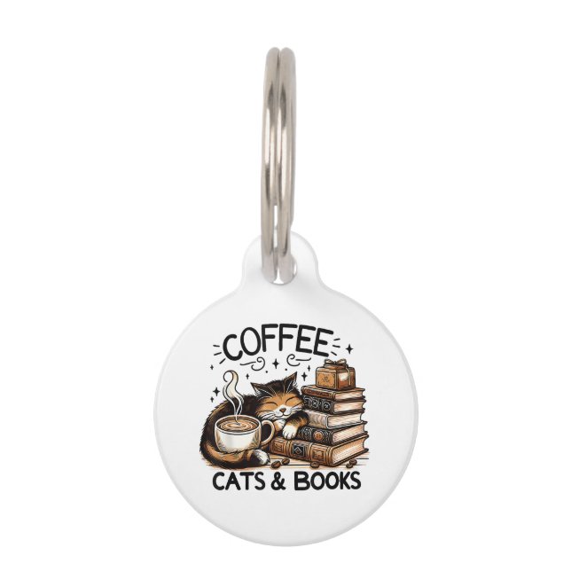 Placa Para Mascotas Divertida Regalo Idea Mujer Amante Gatos Café Libr (Anverso)