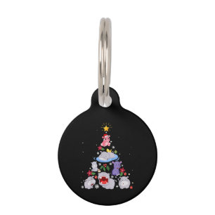 Placa Para Mascotas Divertido árbol de Navidad Hippo Xmas Hippopótam
