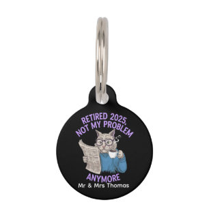 Placa Para Mascotas Divertido Jubilado 2025 Diseño de Humor de Gato No