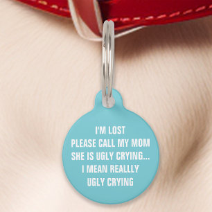 Placa Para Mascotas Divertido "Llama a mi mamá" Verde turquesa