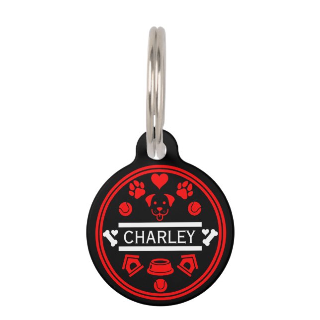 Placa Para Mascotas Divertido nombre de perro (Anverso)