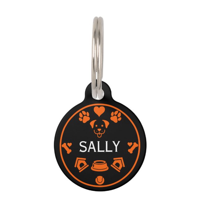 Placa Para Mascotas Divertido nombre de perro (Anverso)