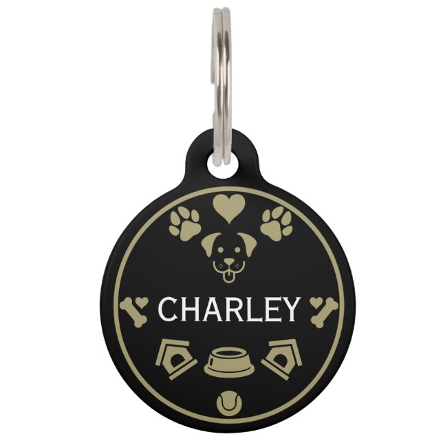 Placa Para Mascotas Divertido nombre de perro (Anverso)