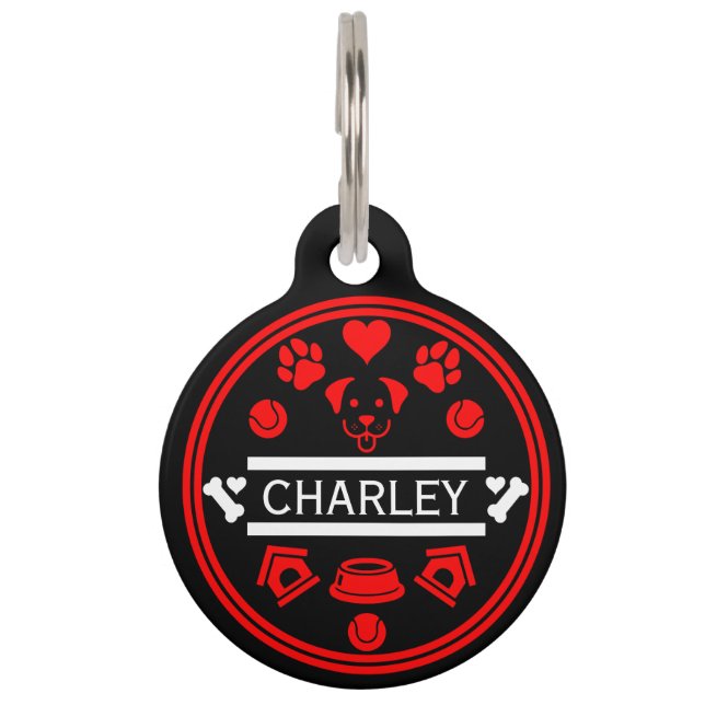 Placa Para Mascotas Divertido nombre de perro (Anverso)