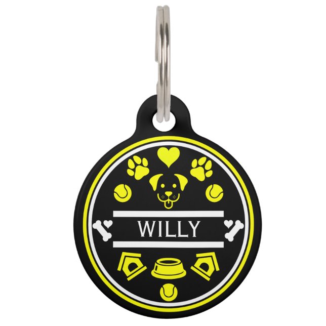 Placa Para Mascotas Divertido nombre de perro (Anverso)