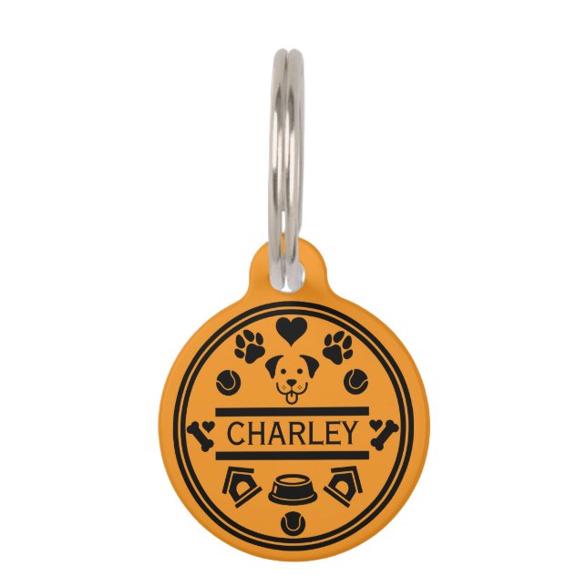 Placa Para Mascotas Divertido nombre de perro (Anverso)