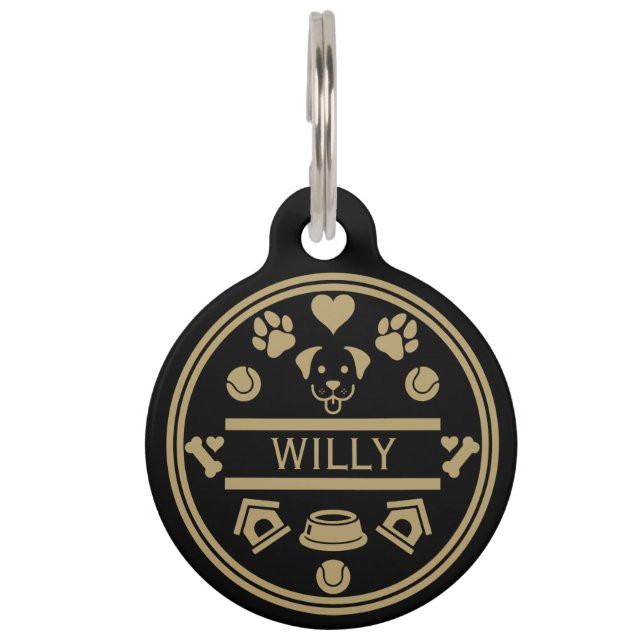 Placa Para Mascotas Divertido nombre de perro (Anverso)