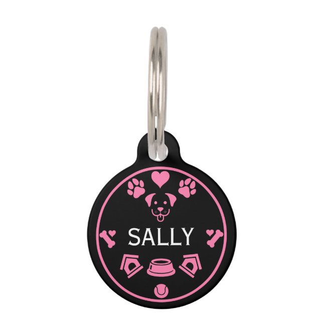 Placa Para Mascotas Divertido nombre de perro (Anverso)